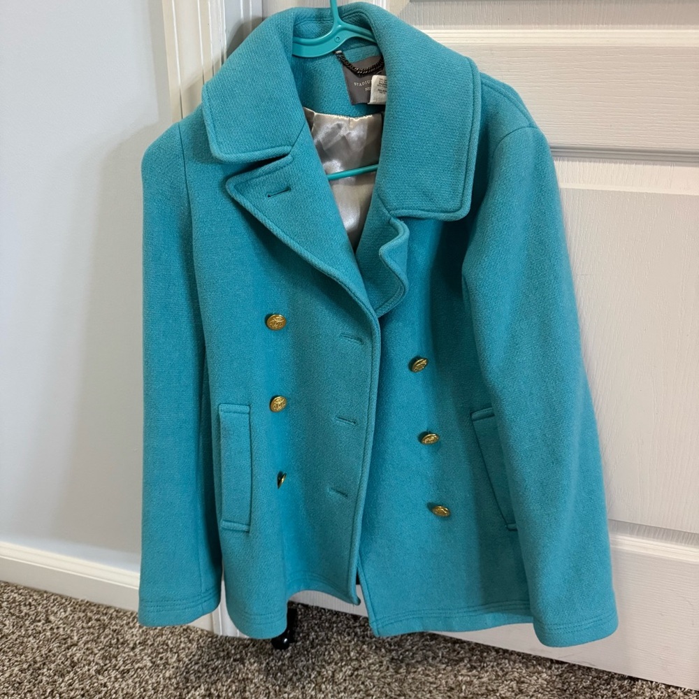 J. Crew Turquoise Double-Breasted Pea Coat